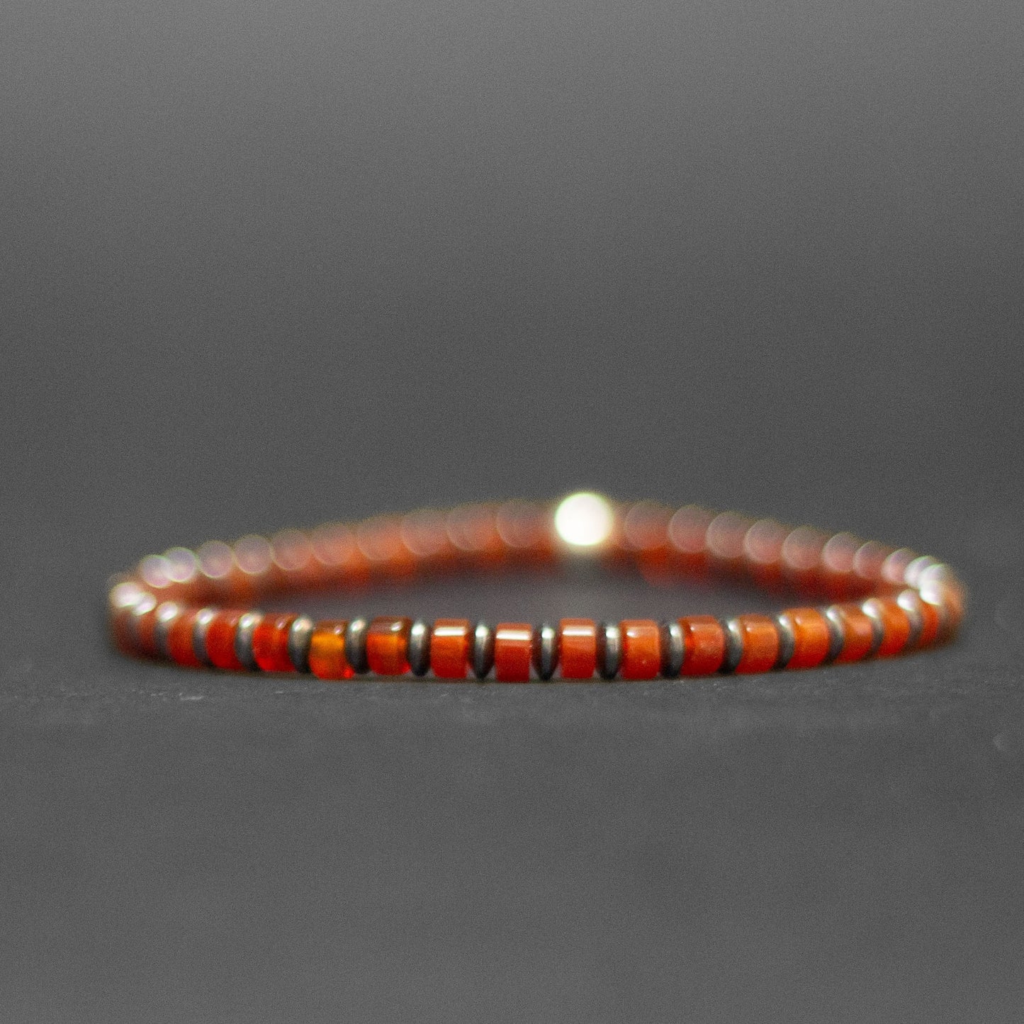 Carnelian and Grey Hematite Bracelet 4mm (flat) – Pulse Collection - Aquarius Stones