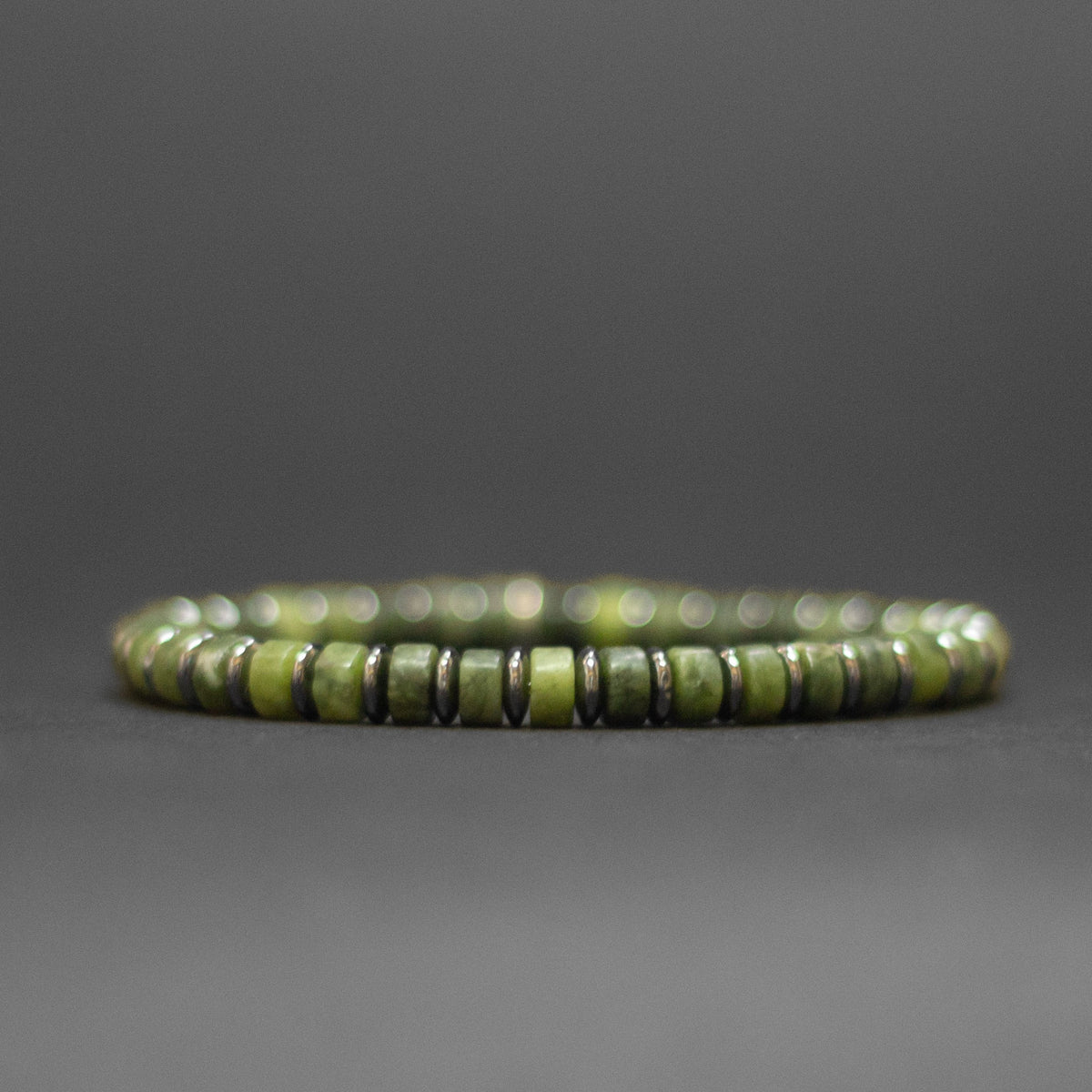 Jade and Hematite – Halo Collection 6mm - Aquarius Stones