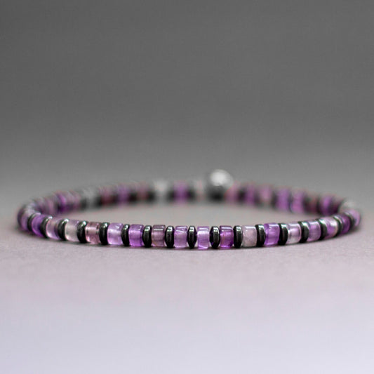 Amethyst and Grey Hematite 4mm – Pulse Collection - Aquarius Stones