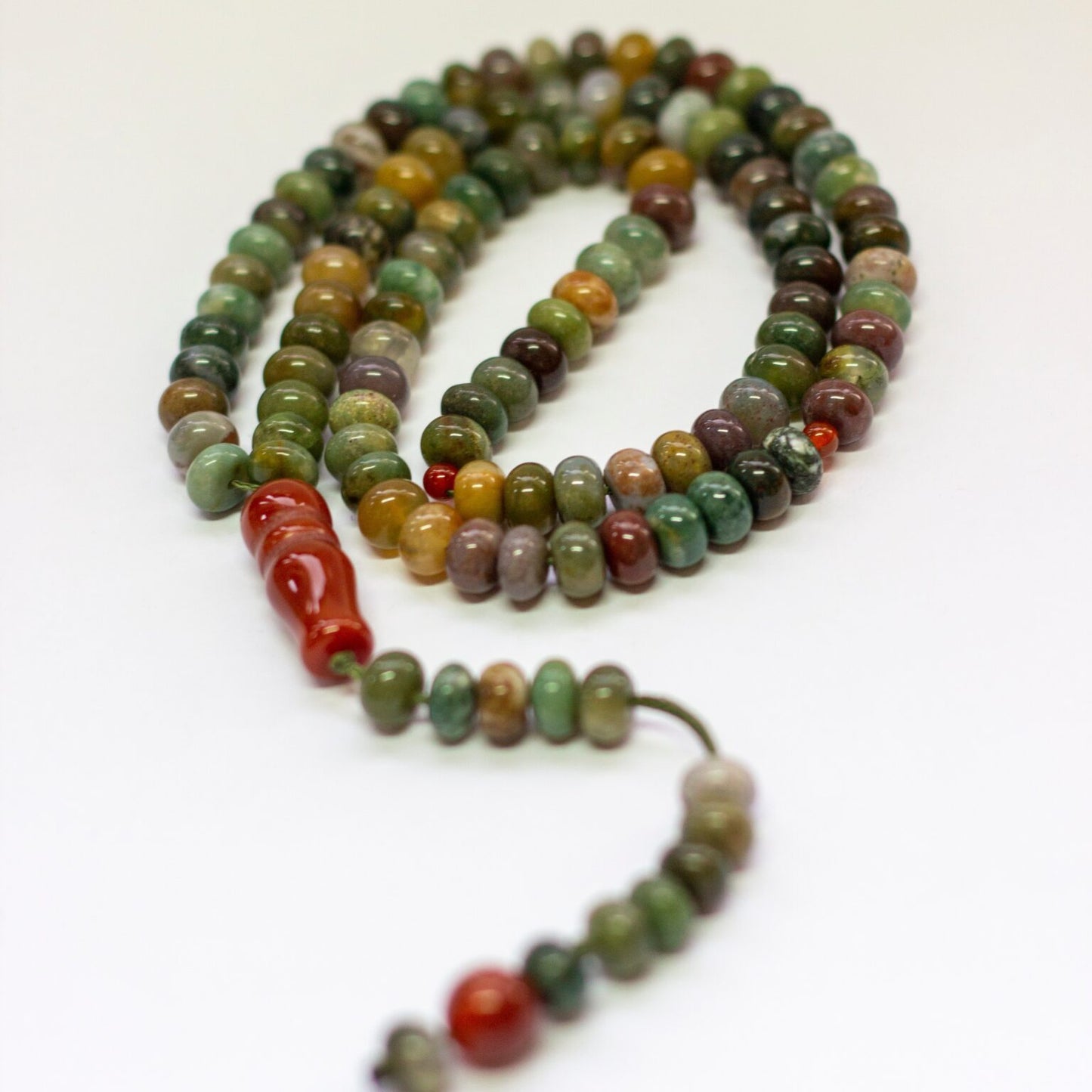 Moss Agate Rosary (100 Beads) 8mm flat - Aquarius Stones