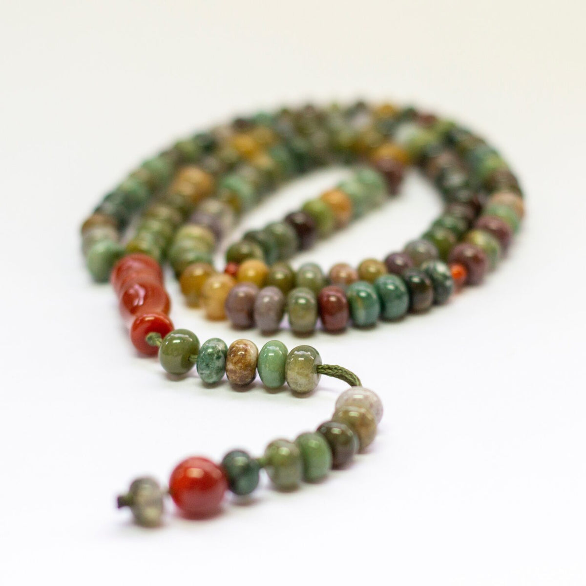 Moss Agate Rosary (100 Beads) 8mm flat - Aquarius Stones