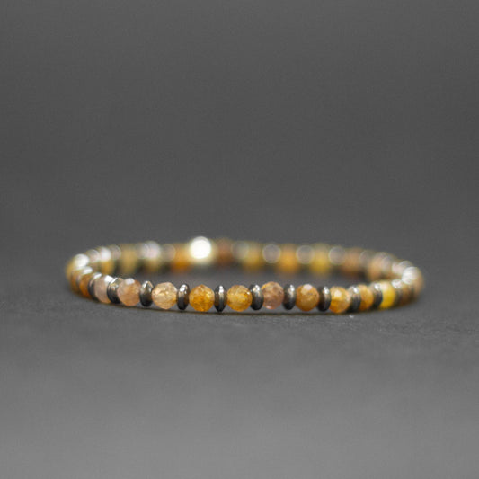 Yellow Sapphire and Silver Hematite bracelet 4mm – Pulse Collection - Aquarius Stones