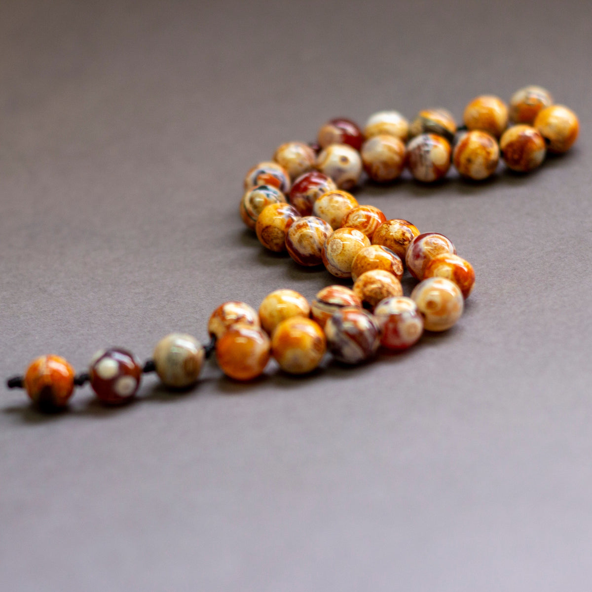Gobi Agate Rosary 10mm - White (33 Beads) - Aquarius Stones