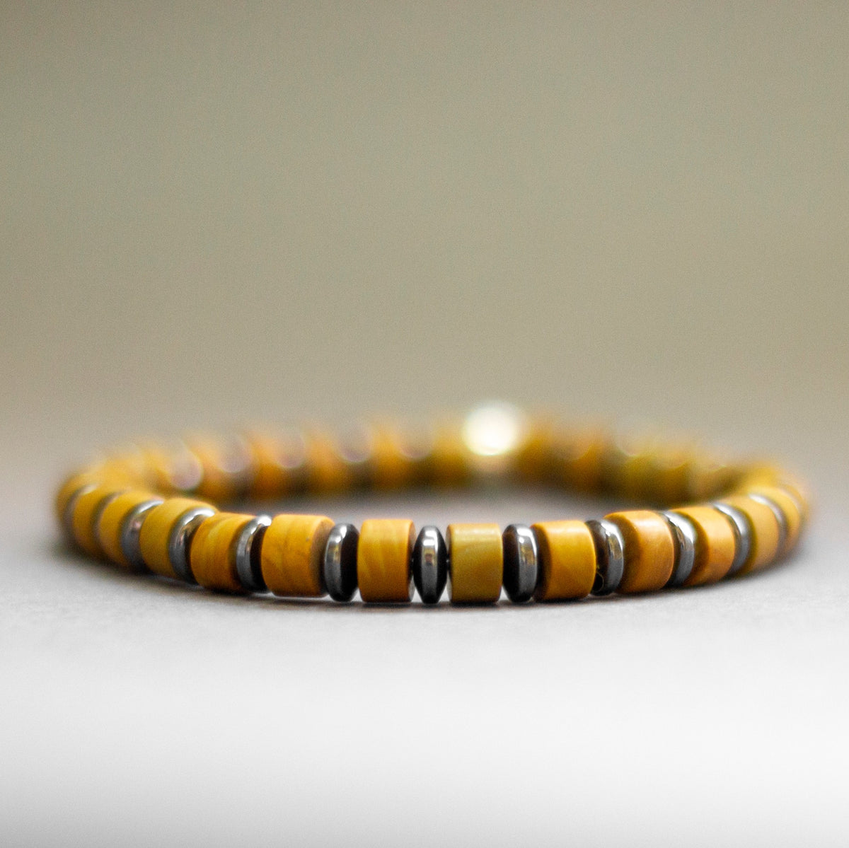 Picture Jasper and Hematite Bracelet 6mm – Halo collection - Aquarius Stones