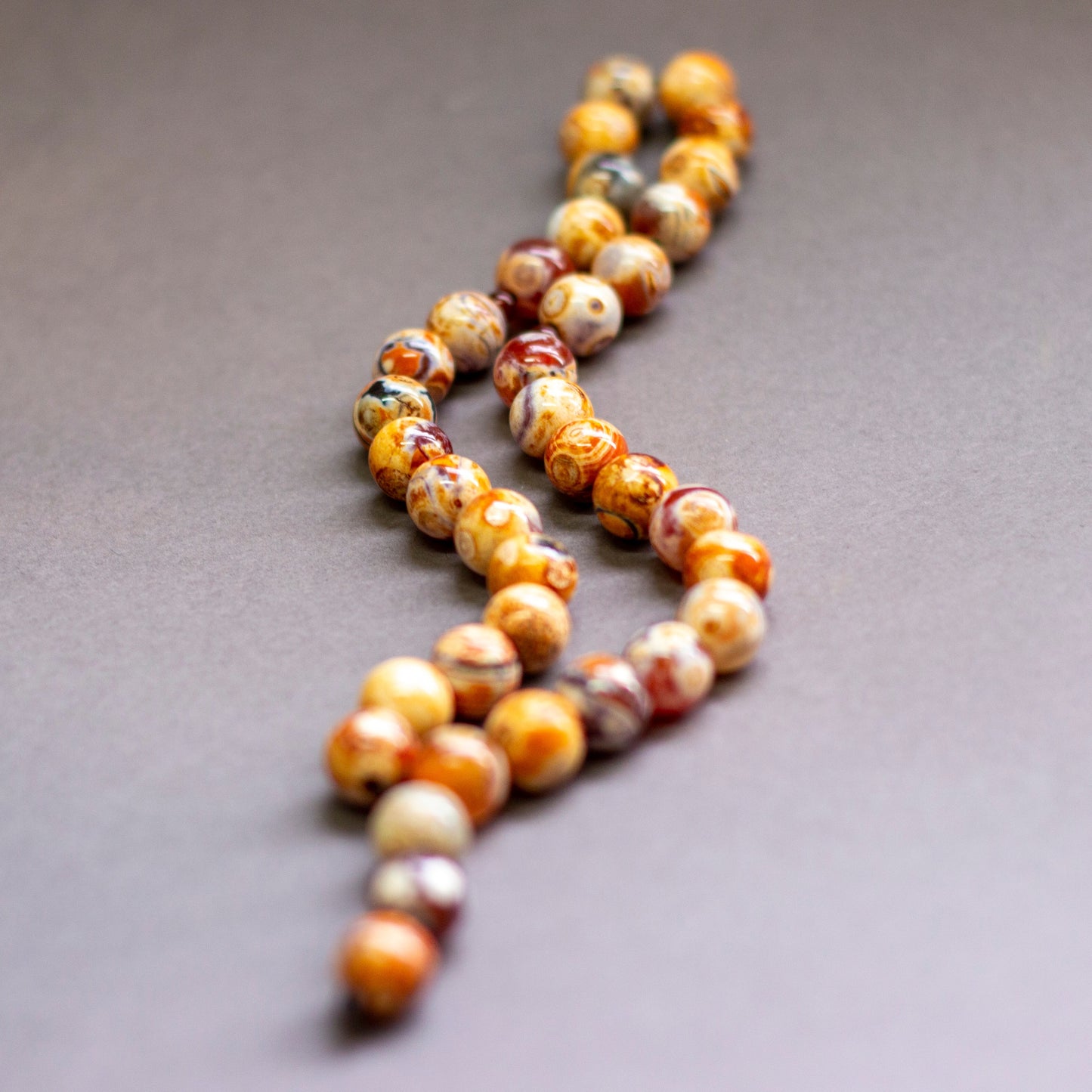 Gobi Agate Rosary 10mm - White (33 Beads) - Aquarius Stones