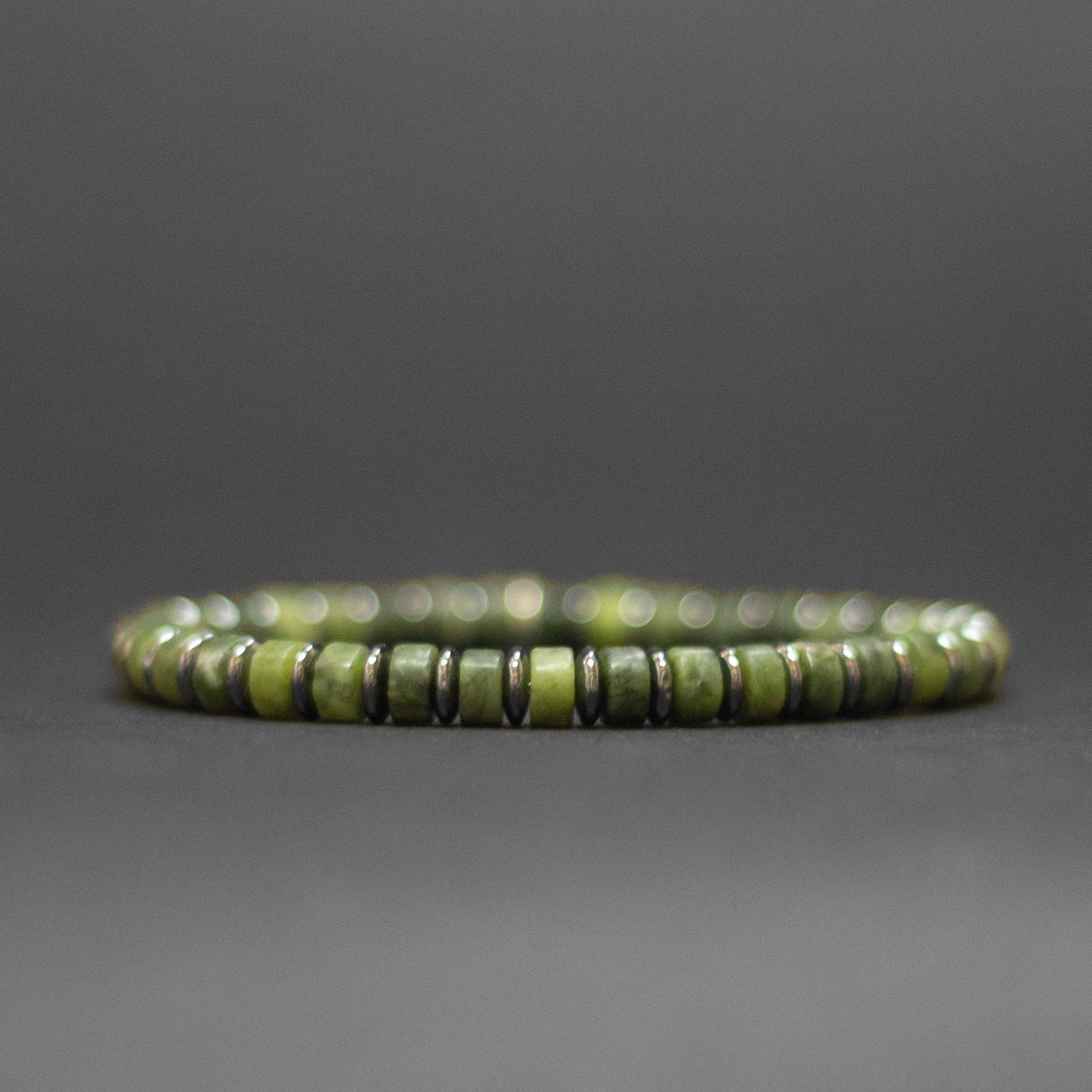 Jade and Hematite – Halo Collection 6mm - Aquarius Stones