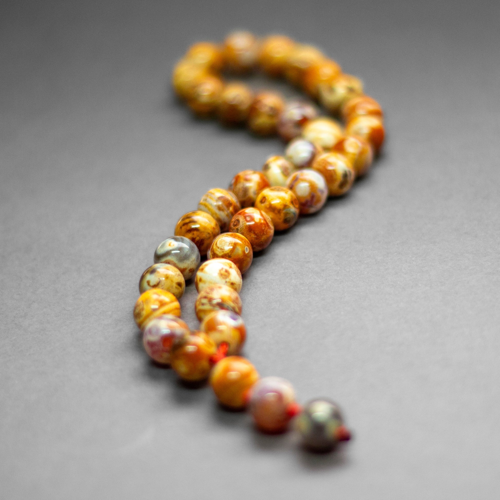Gobi Agate Rosary 10mm - White (33 Beads) - Aquarius Stones