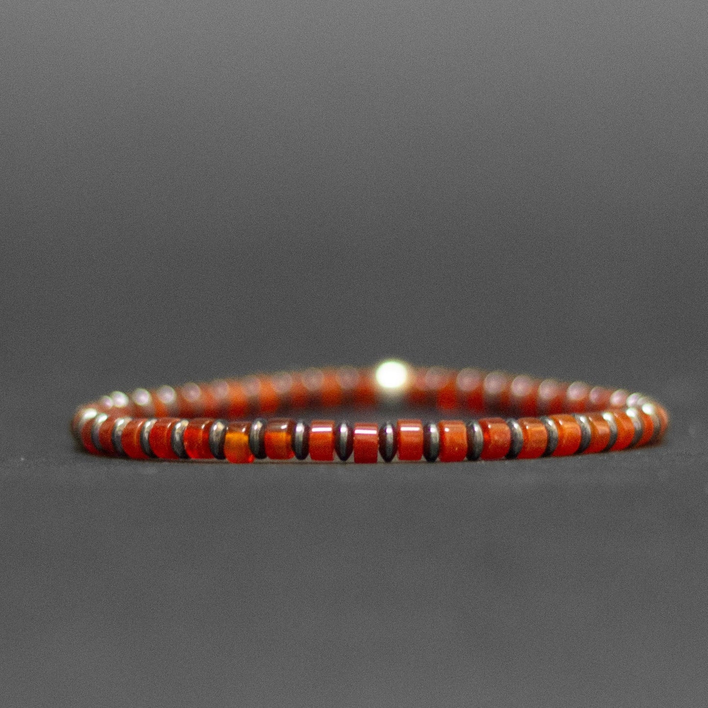Carnelian and Grey Hematite Bracelet 4mm (flat) – Pulse Collection - Aquarius Stones