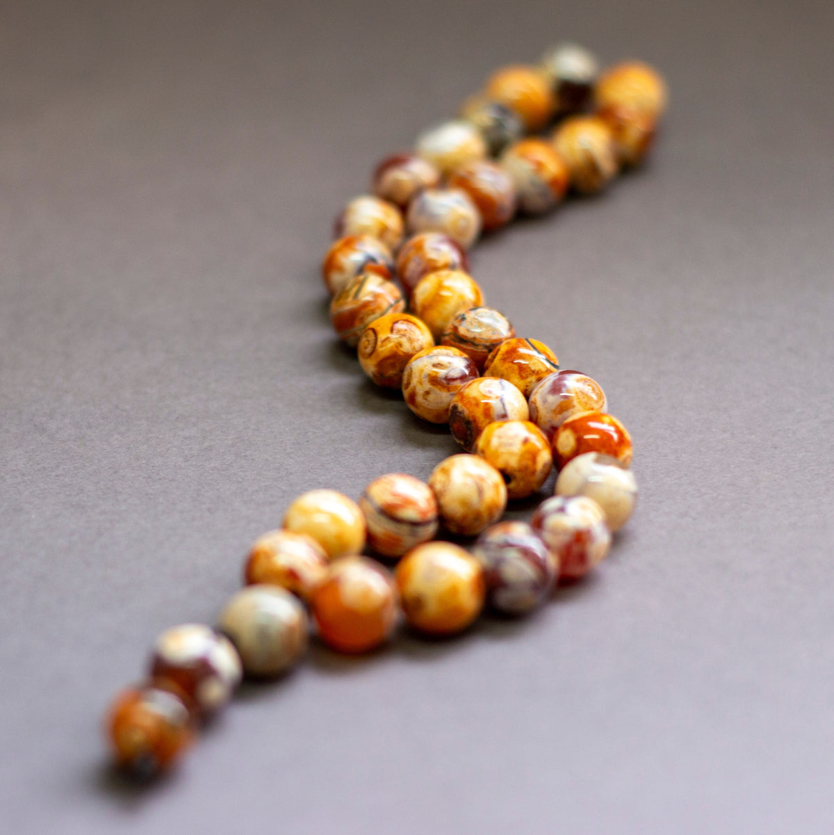 Gobi Agate Rosary 10mm - White (33 Beads) - Aquarius Stones