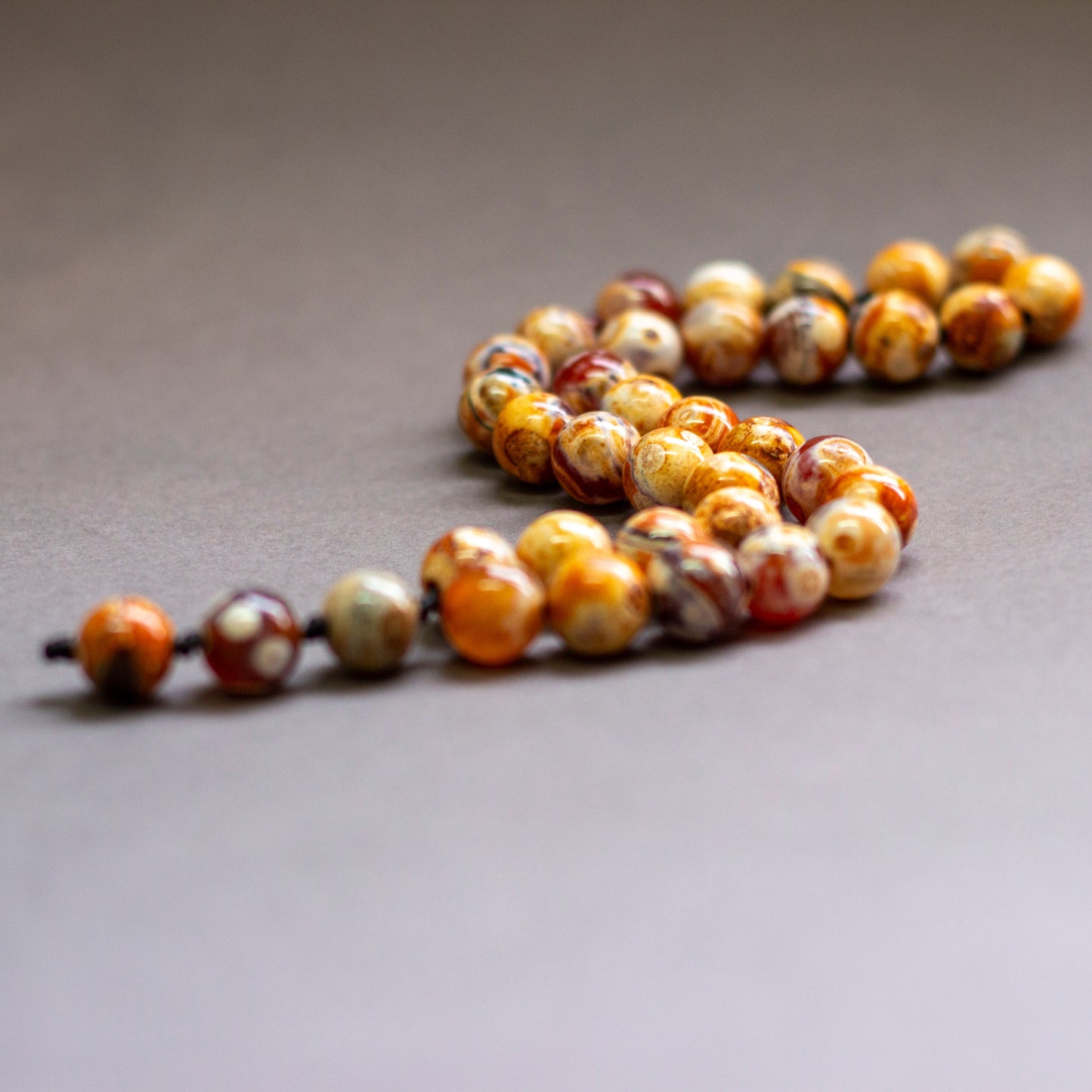 Gobi Agate Rosary 10mm - White (33 Beads) - Aquarius Stones