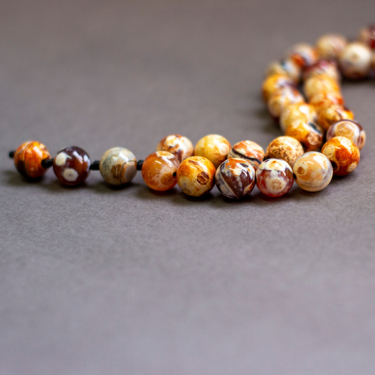 Gobi Agate Rosary 10mm - White (33 Beads) - Aquarius Stones