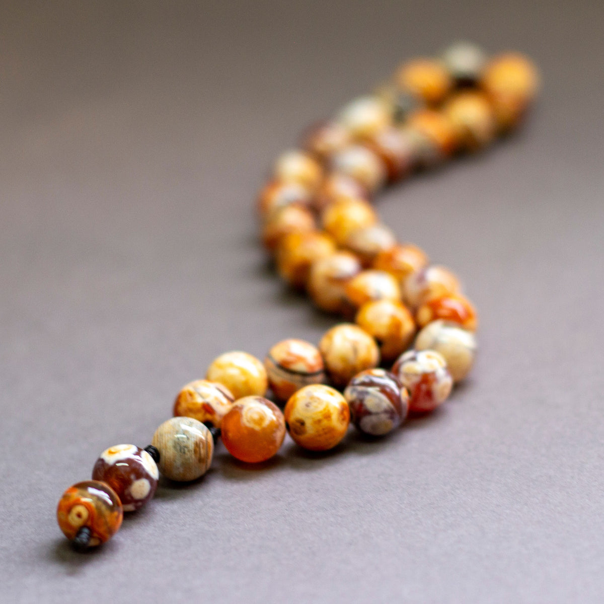 Gobi Agate Rosary 10mm - White (33 Beads) - Aquarius Stones