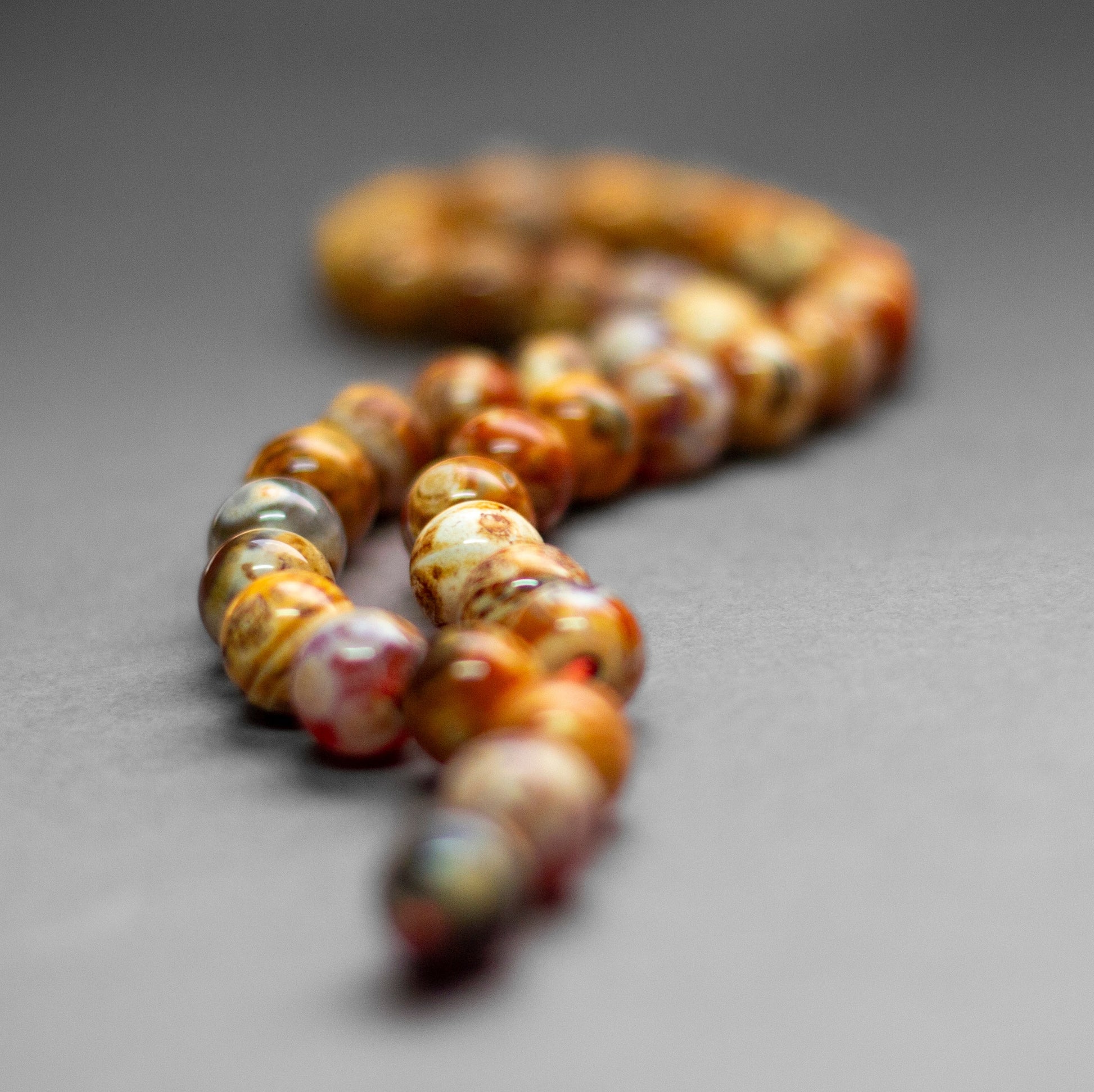 Gobi Agate Rosary 10mm - White (33 Beads) - Aquarius Stones